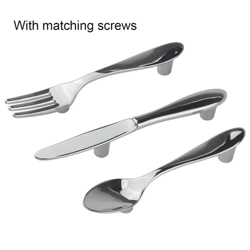 6PC Knife Spoon Fork Kitchen Cabinet Closet Drawer Pull Handles Knobs 2
