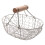 Wooden Handle Metal Retro Basket White 2