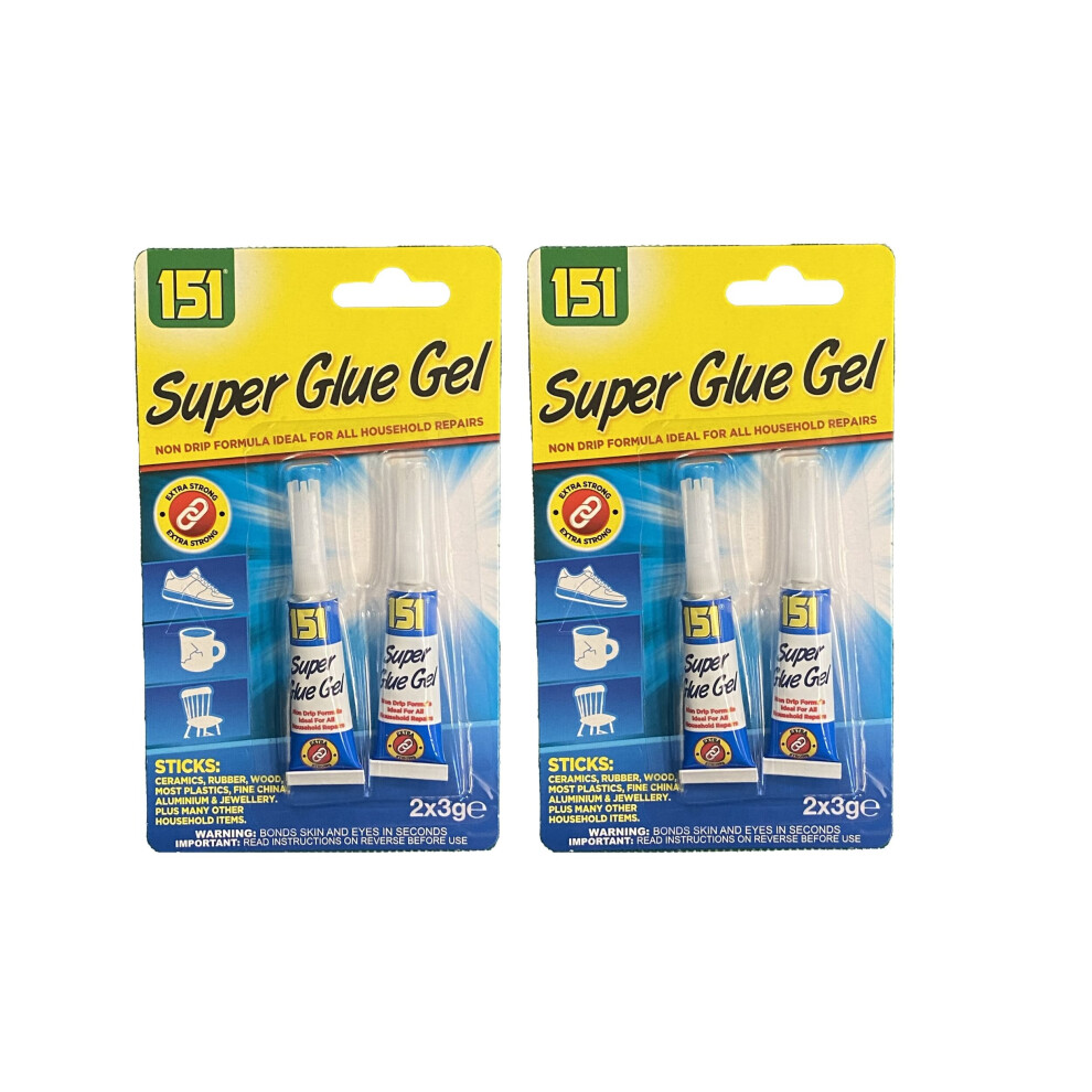 2 Packs Of 2 Ultra Strong Super Glue Adhesive 3G Tubes 5060950106462