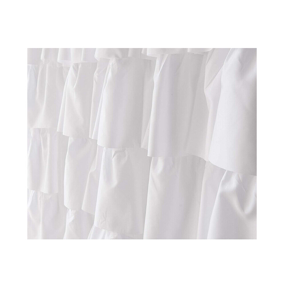 Ruffle Shower Curtain Decor Soft Polyester, White,71 inch X 71 inch