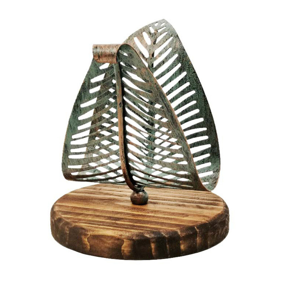 Retro Leaf Tissue Holder Napkin Holder Metal Home Decoration(Green)