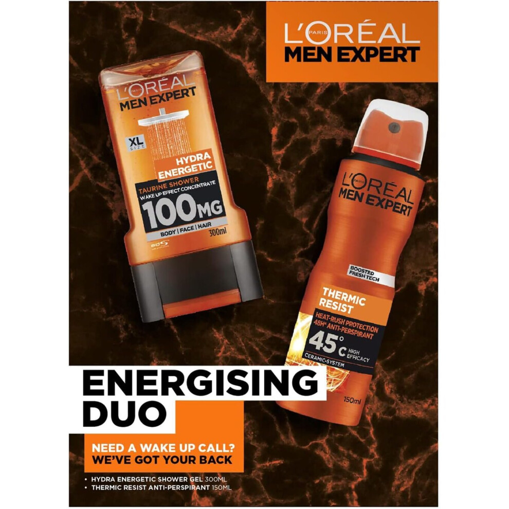 L'Oreal Men Expert - Energising Duo Gift Set, the Energising Shower Gel & Anti-Perspirant Body Care Routine, Gift Set for Men