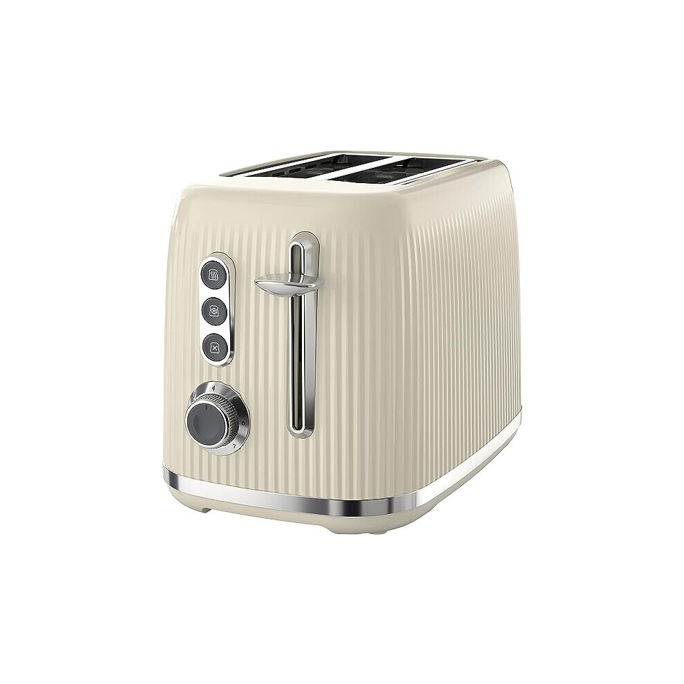 Breville Bold Vanilla Cream 2-Slice Toaster with High-Lift and Wide Slots | Cream and Silver Chrome [VTR003]