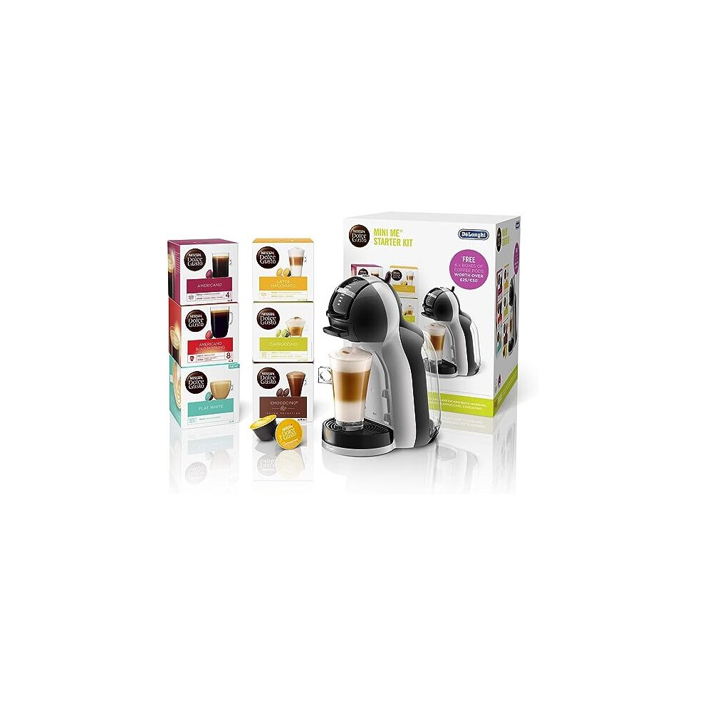 De'Longhi NescafÃ© Dolce Gusto Mini Me, Single Serve Capsule Coffee Machine Starter Kit, Including 6 boxes of Coffee Pods, EDG155.BG, 230 Milliliters