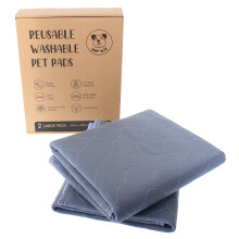Two Pack of Large Reusable, Washable, Pet Pads in Grey (60cm x 90cm), Four Absorbency Layers & Slip Resistant Backing, For Training and Incontinence