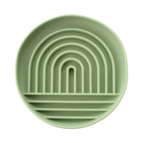 (Green) Silicone Slow Feeder Bowl With Suction Base 1