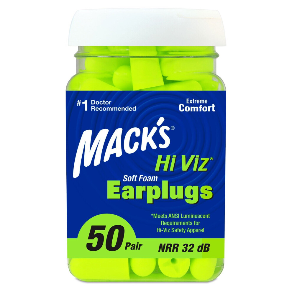 (50 Pairs) Mack's - Hi Viz Soft Foam Ear Plugs 033732055284