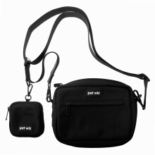(Black) Dog Walking Bag with Detachable and Adjustable Strap & Matching Treat Pouch