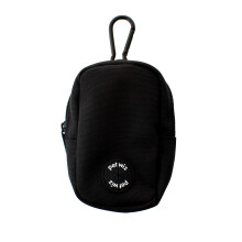 Treat Pouch & Poop Bag Dispenser with Carabiner Clip – Black Basketweave Pocket for Treats and Bags
