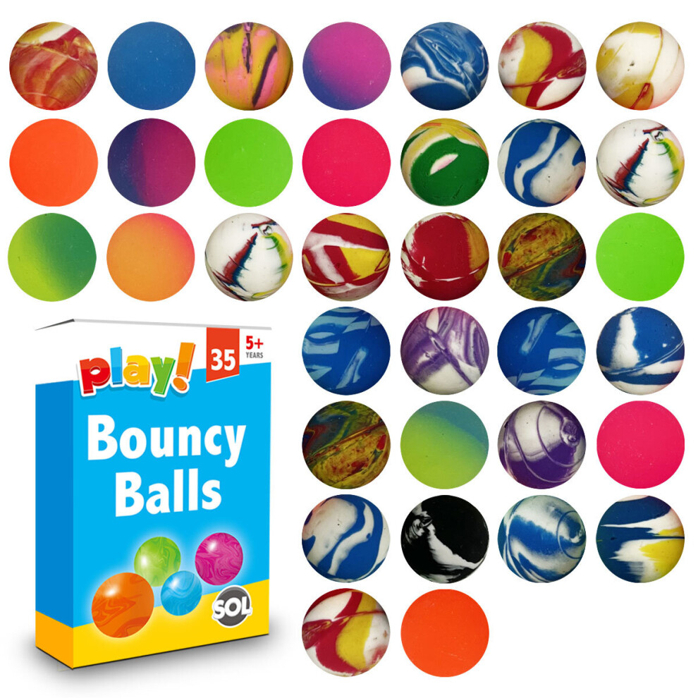 (175 bouncy balls (5 x 35pk)) 35-175 Rubber Bouncy Balls Loot Party Bag Fillers