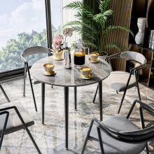 (Grey) 80cm Round Marble Dining Table Restaurant Table