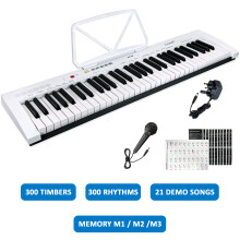 (61 KEYS SMART KEYBOARD ( W )) 61 Keys Electronic Keyboard Digital Music Piano Instrument & Microphone