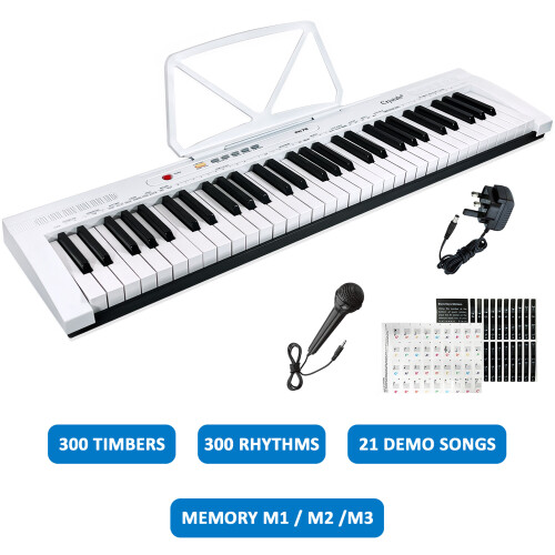 (61 KEYS SMART KEYBOARD ( W )) 61 Keys Electronic Keyboard Digital Music Piano Instrument & Microphone