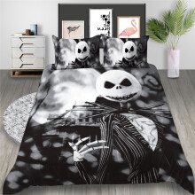 (Black, EU-Double-3pcs-200*200cm) The Nightmare Before Christmas Bedding Set Quilt Duvet Cover Pillowcase Eu Us