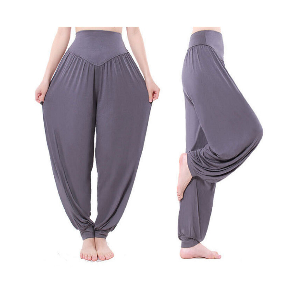 (Dark Grey, M) Harem Womens Aladdin Pants Causal Baggy Gypsy Loose Dance Yoga Genie Trousers