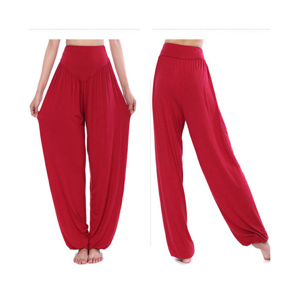 (Red, 2XL) Harem Womens Aladdin Pants Causal Baggy Gypsy Loose Dance Yoga Genie Trousers