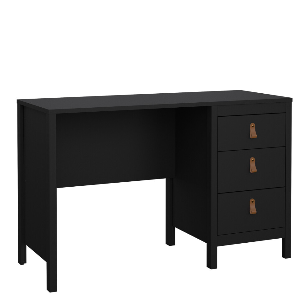 Desk 3 Drawers Matt Black Barcelona