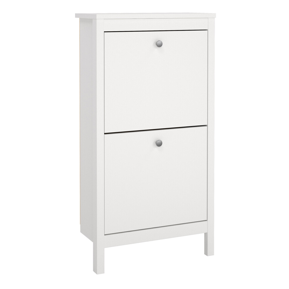 Furniture To Go Shoe Cabinet 2 Flap Door White Madrid