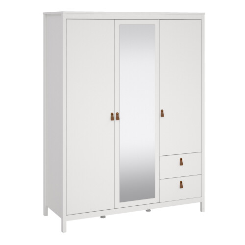Wardrobe with 2 doors + 1 mirror door + 2 drawers White Madrid