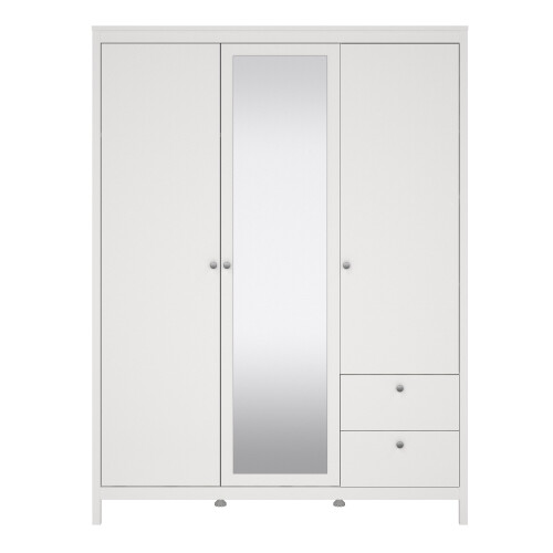 Wardrobe with 2 doors + 1 mirror door + 2 drawers White Madrid 1