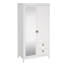 Wardrobe with 1 door + 1 mirror door + 2 drawers White Barcelona
