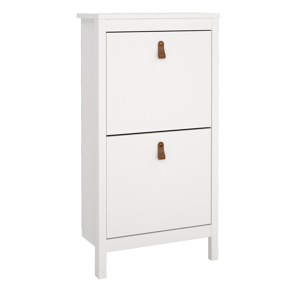 Shoe Cabinet 2 Flap Door White Barcelona