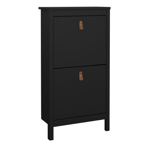 Shoe Cabinet 2 flap doors Matt Black Barcelona