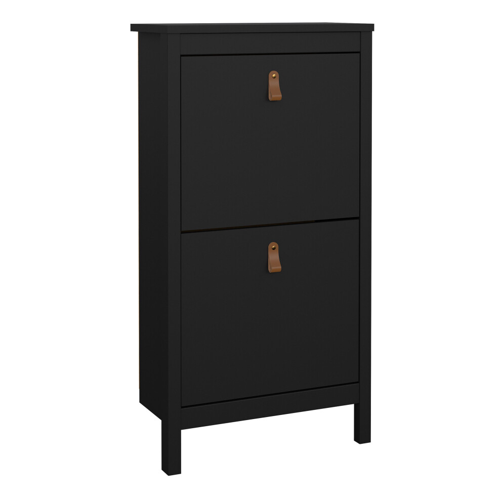 Shoe Cabinet 2 Flap Doors Matt Black Barcelona