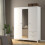 Wardrobe with 2 doors + 1 mirror door + 2 drawers White Madrid 6
