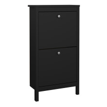 Shoe Cabinet 2 flap doors Matt Black Madrid