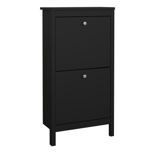 Shoe Cabinet 2 flap doors Matt Black Madrid