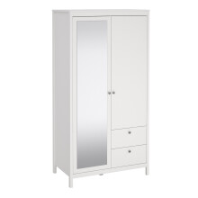 Wardrobe with 1 door + 1 mirror door + 2 drawers White Madrid