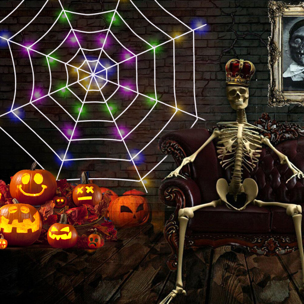 Olymdo Halloween Led Giant Round Spider Web Party Props Yard Door & Outdoor Decoration