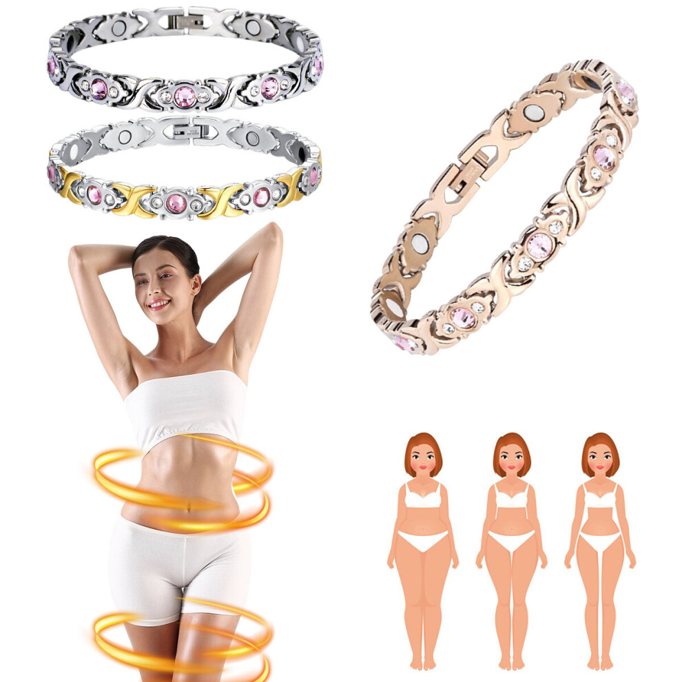 Olymdo (Silver) Magnetic Therapy Menopause Reliving Bracelet Hot Flashes Energy Health Bracelets