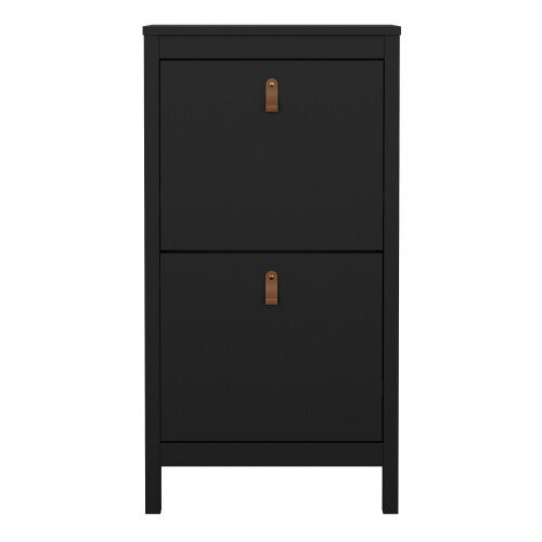 Shoe Cabinet 2 flap doors Matt Black Barcelona 1