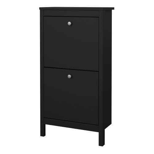 Shoe Cabinet 2 flap doors Matt Black Madrid 2