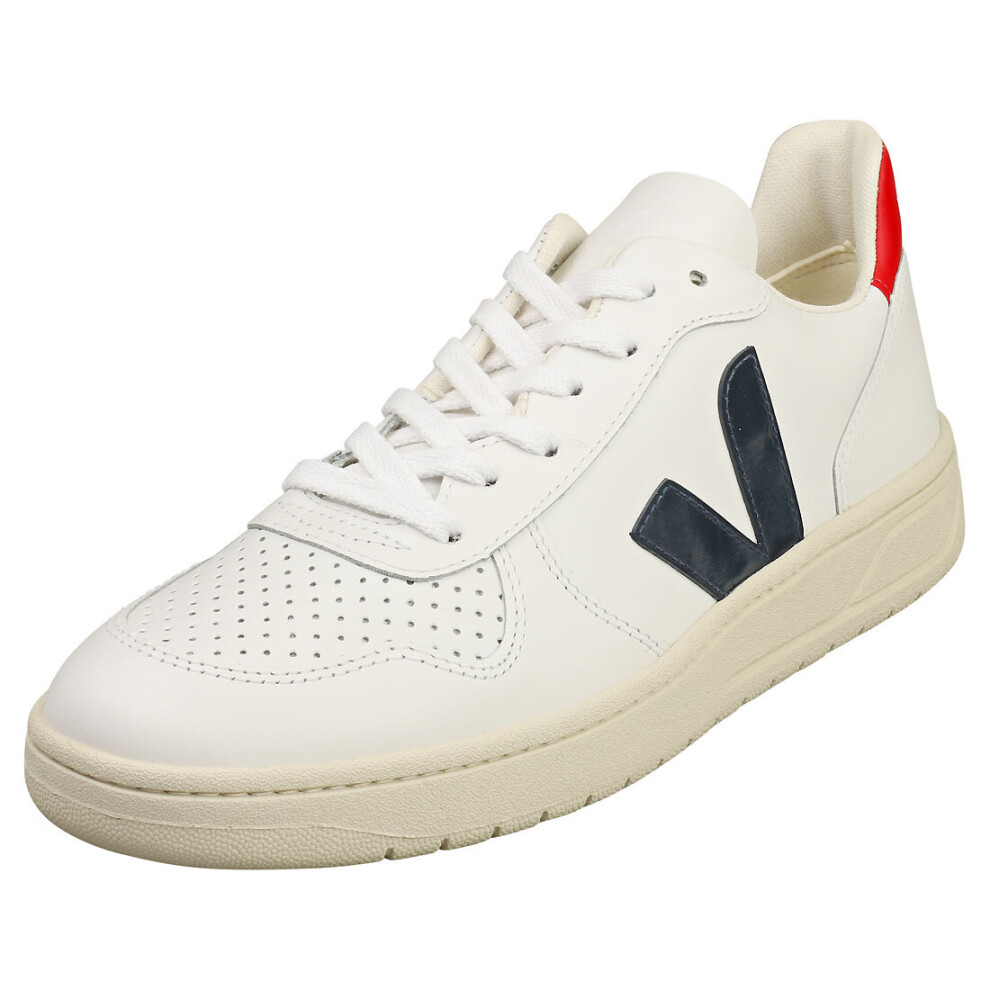 (4) VEJA V-10 Womens Casual Trainers in White Navy Red