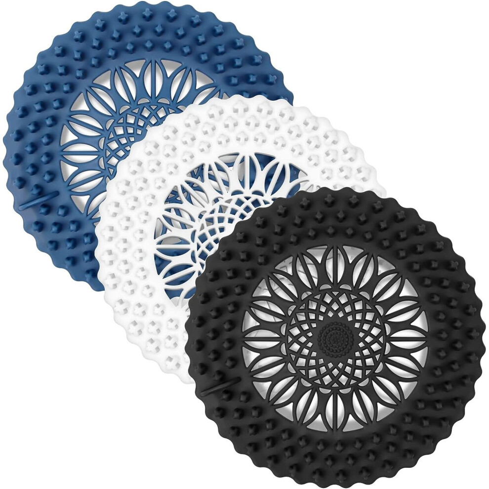 3 Piece Silicone Drain Hair Catcher Shower Drain Cover, Bathtub Drain Covers Accessories Kitchen Sink Strainer Stopper Trap Tub Flower Covers for Drai-image-OPC-PC2Q6KY-NEW