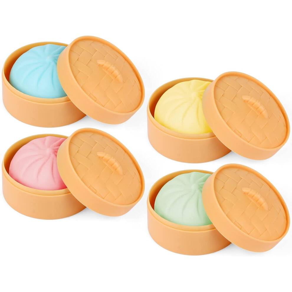 4 PCS Colorful Dumpling Squishy Stress Balls Fidget Sensory Toy,Squeeze Dough Ball Stress Relief Hand Toy,Anti-Anxiety Bun with Food Steamer Stretchy-image-OPC-PC2Q6K7-NEW