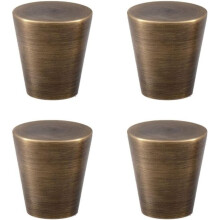 4Pcs 0.79"x0.98" Antique Bronze Knobs Solid Brass Mid Century Drawer Knobs Vintage Cone Cabinet Knobs Shoe Book Drawer Knob Handle (Bronze)