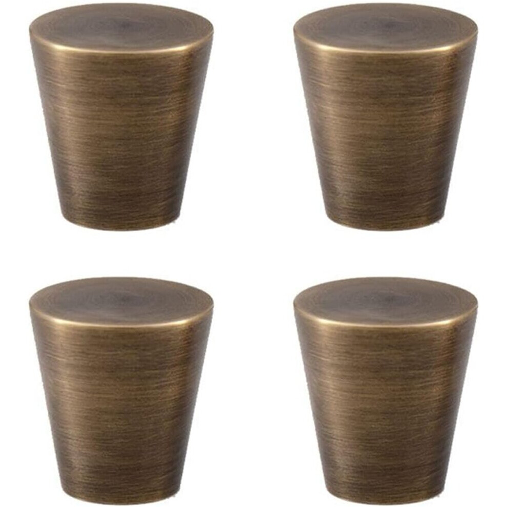 4Pcs 0.79"x0.98" Antique Bronze Knobs Solid Brass Mid Century Drawer Knobs Vintage Cone Cabinet Knobs Shoe Book Drawer Knob Handle (Bronze)