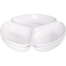9 inch Matte Ceramic Divided Serving Platter & Tray - 3 Compartment White Serving Plates for Candy, Nuts, Fruit, Veggies, Appetizers, Set of 2