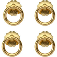 4Pcs Antique Style Pure Brass pulls Ring Cabinet Drawer pulls Handles Hand Closet Cupboard Door Handles