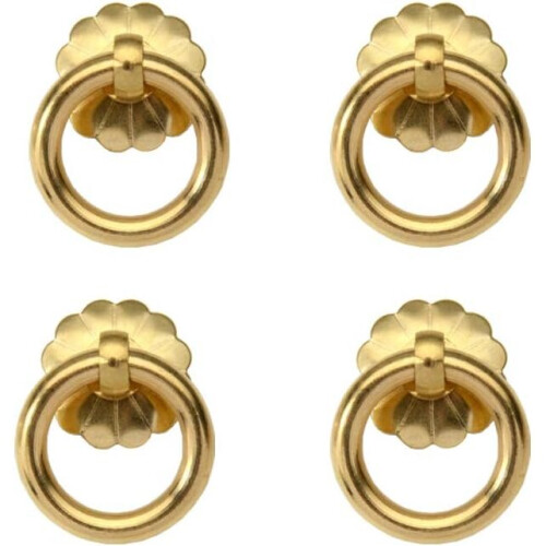 4Pcs Antique Style Pure Brass pulls Ring Cabinet Drawer pulls Handles Hand Closet Cupboard Door Handles 1