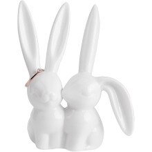 Ring Holder, Ceramic Bunny Ring Holder for Jewelry Wedding Engagement Ring Holder,White