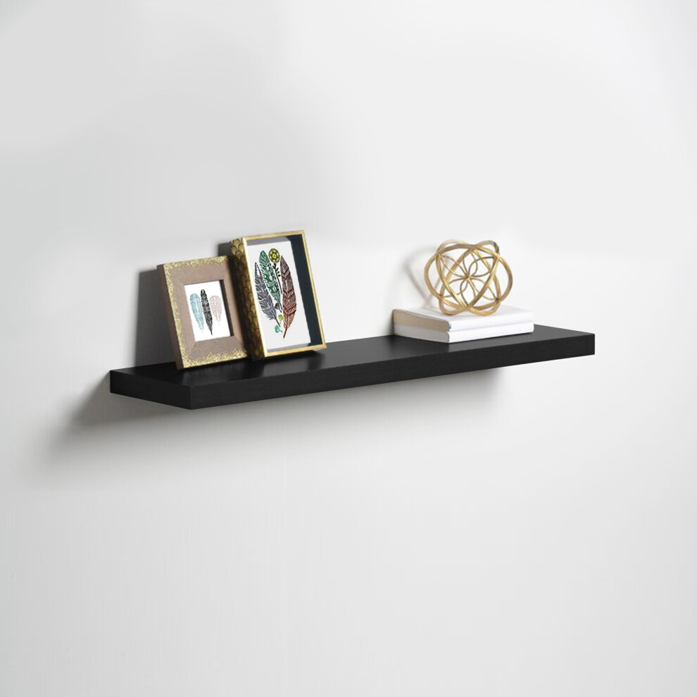 80cm Black High Gloss Wall Floating Shelf