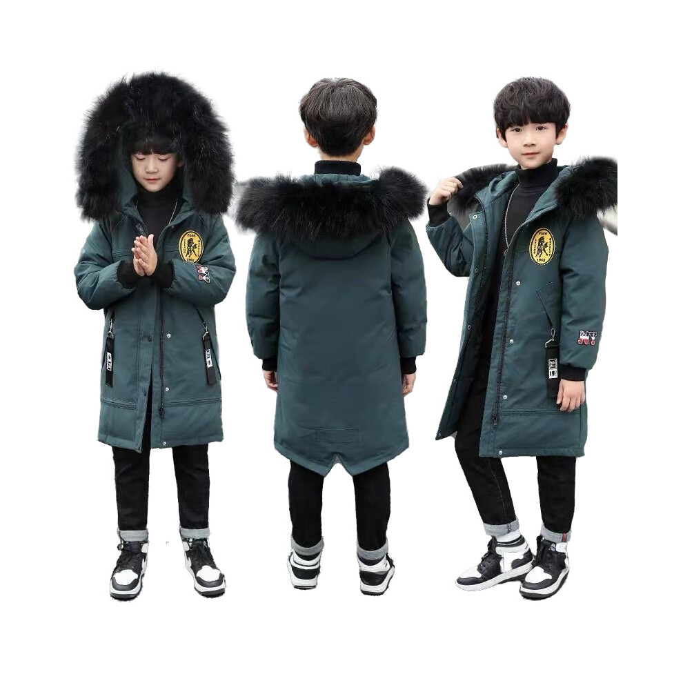 (Green, 9-10 Years) Kids Boys Parker Coat jacket Hooded Winter Outwear