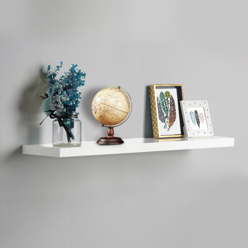 Spot On Dealz White 110cm High-Gloss Floating Wall Shelf - Concealed Bracket Mounting, 110x23.5cm, G-0048 1