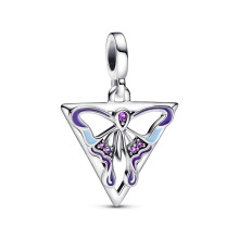 Mini hangertje - Pandora - 791437C01 - Zilver sterling - Lichtpaarse kristallen - Blauwe emaille