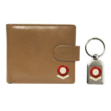 Stoke City Football Club Beige Leather Wallet And Keyring